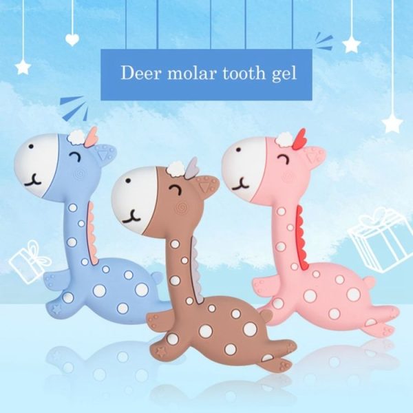 Cartoon Fawn Baby Teether Training Bite Molar Rod Silicone Toy Mother and Baby Supplies (Pink) - Image 7