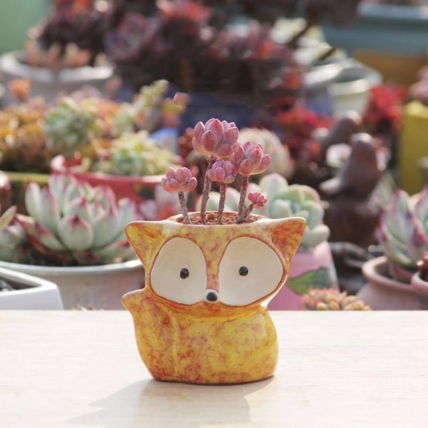 Ceramic Fleshy Flower Pot Succulent Thumb Pot Fox Flower Pot, Random Color Delivery (Without Plants) - Image 2