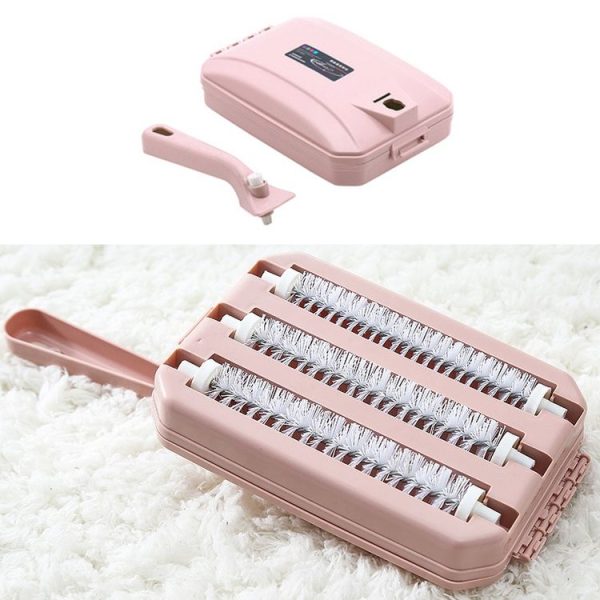 Three-row Brush Handheld Carpet Sweeper Brush Sofa Bed Pet Hair Debris Crumb Dirt Fur Cleaner Roller Cleaning Tools, Random Color Delivery