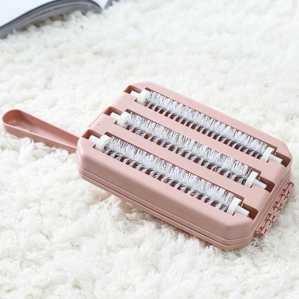 Three-row Brush Handheld Carpet Sweeper Brush Sofa Bed Pet Hair Debris Crumb Dirt Fur Cleaner Roller Cleaning Tools, Random Color Delivery - Image 4
