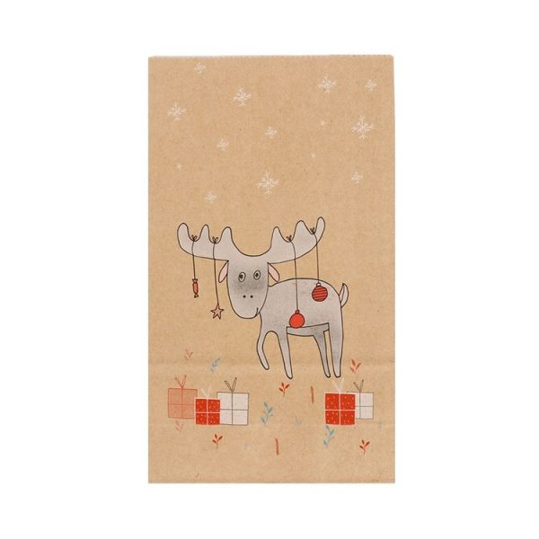 12 Sets Christmas Kraft Paper Bag and Stickers Set Gift Candy Food Cookies Packing Paper Bags (Moose) - Image 3