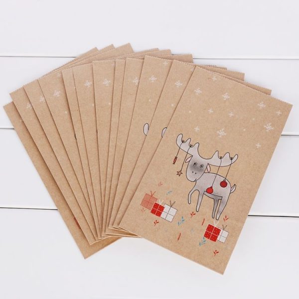 12 Sets Christmas Kraft Paper Bag and Stickers Set Gift Candy Food Cookies Packing Paper Bags (Moose) - Image 5