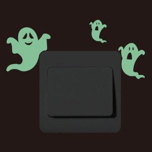 Bedroom Self-adhesive Switch Sticker Green Luminous Stickers Cartoon Wall Stickers Creative Socket Button Switch Stickers (Ghost)