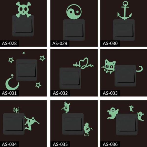 Bedroom Self-adhesive Switch Sticker Green Luminous Stickers Cartoon Wall Stickers Creative Socket Button Switch Stickers (Ghost) - Image 3
