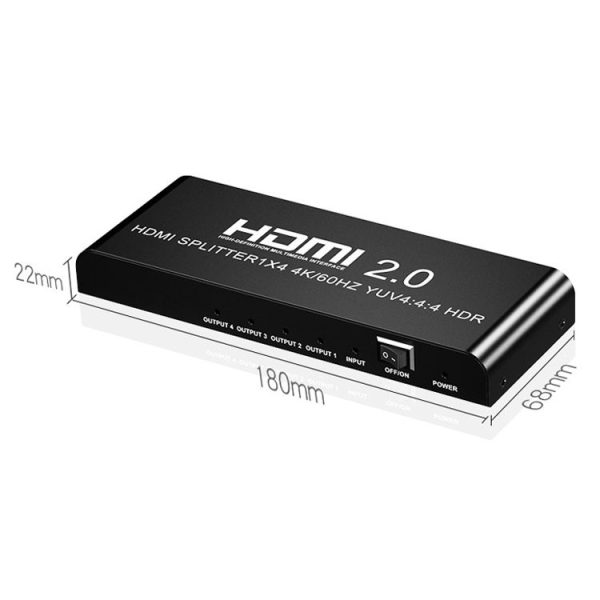 HW-204 HDMI 2.0 1 into 4 High-Definition Video Distributor, Style: EU Plug (Black) - Image 3
