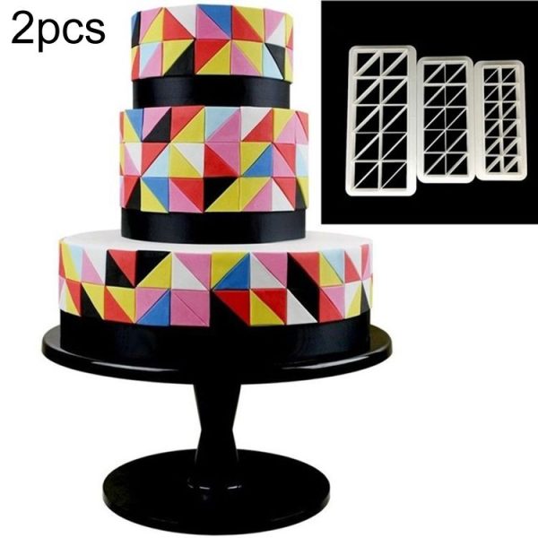 2 PCS Chocolate Cake Geometric Puzzle Embossed Strip Foundation Shape Graphic Biscuit Mold Stamping Tool (Regular Triangle)