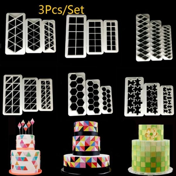 2 PCS Chocolate Cake Geometric Puzzle Embossed Strip Foundation Shape Graphic Biscuit Mold Stamping Tool (Regular Triangle) - Image 4