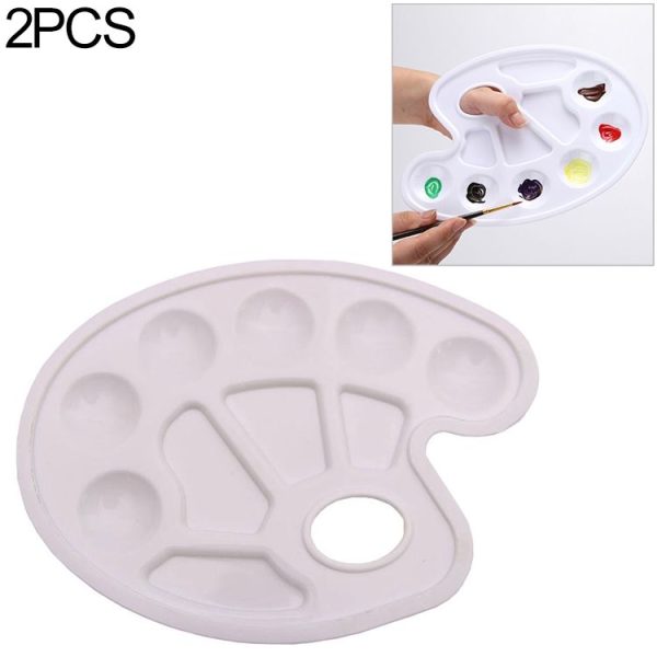 2 PCS Children DIY Paint Plastic Palette Graffiti Art Supplies TSP-64 (White)
