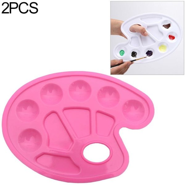 2 PCS Children DIY Paint Plastic Palette Graffiti Art Supplies TSP-64 (Pink)