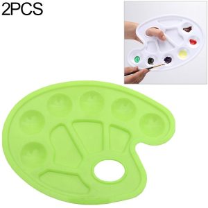 2 PCS Children DIY Paint Plastic Palette Graffiti Art Supplies TSP-64 (Green)