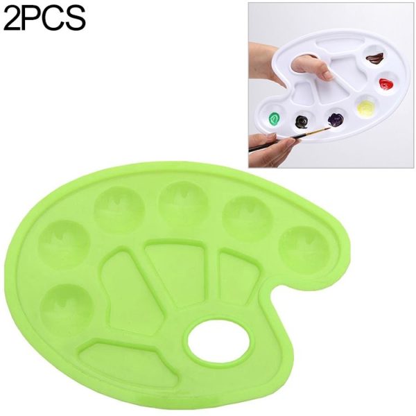 2 PCS Children DIY Paint Plastic Palette Graffiti Art Supplies TSP-64 (Green)