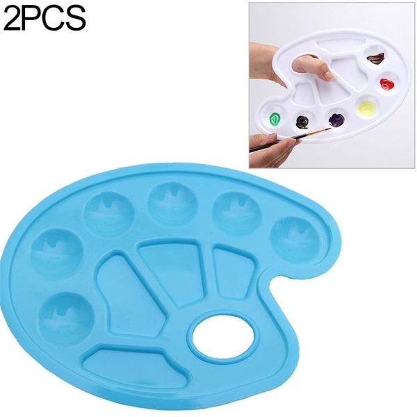 2 PCS Children DIY Paint Plastic Palette Graffiti Art Supplies TSP-64 (Blue)