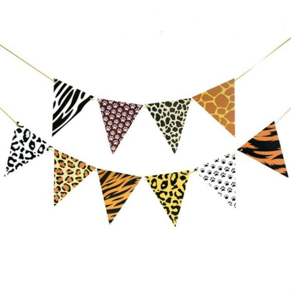 Aniaml Banner Decoration Safari Birthday Decoration Jungle Theme Party Safari Party (Triangle zebra) - Image 2
