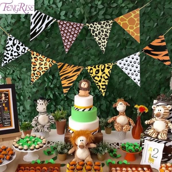 Aniaml Banner Decoration Safari Birthday Decoration Jungle Theme Party Safari Party (Triangle zebra) - Image 4