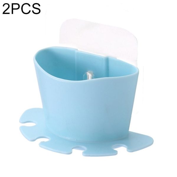 2 PCS Bathroom Multifunctional Plastic Powerful Suction Cup Rack Toothbrush Storage Rack Holder (Blue)