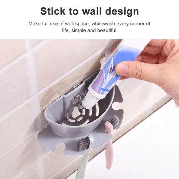 2 PCS Bathroom Multifunctional Plastic Powerful Suction Cup Rack Toothbrush Storage Rack Holder (Blue) - Image 3