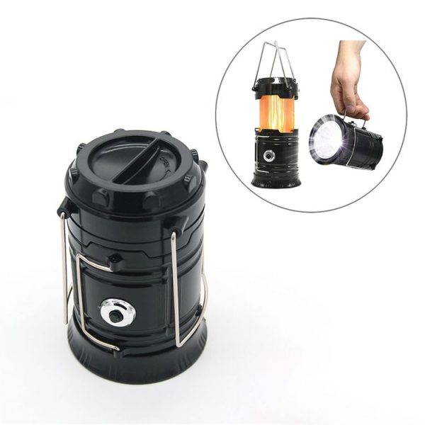 Outdoor Camping Tent Light Portable Lantern Flame Lamp (Black)