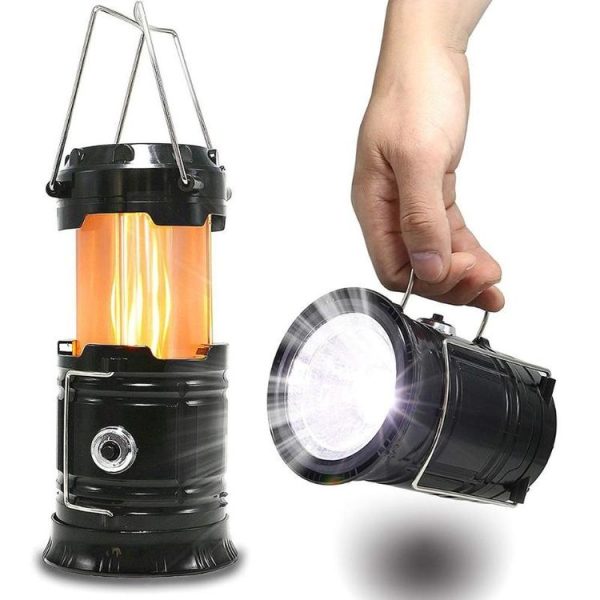 Outdoor Camping Tent Light Portable Lantern Flame Lamp (Black) - Image 3
