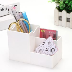 Creative Multifunctional Desktop Plastic Storage Phone Holder Pen Holder (White)