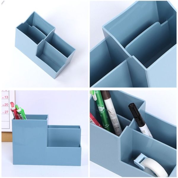 Creative Multifunctional Desktop Plastic Storage Phone Holder Pen Holder (White) - Image 3