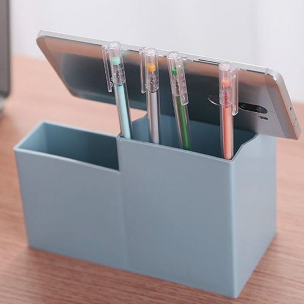 Creative Multifunctional Desktop Plastic Storage Phone Holder Pen Holder (White) - Image 4