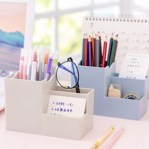 Creative Multifunctional Desktop Plastic Storage Phone Holder Pen Holder (White) - Image 6