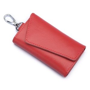 Multifunctional Litchi Texture Leather Keychain Bag Car Key Bag (Watermelon Red)