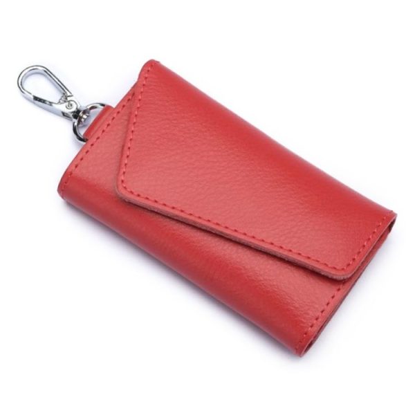 Multifunctional Litchi Texture Leather Keychain Bag Car Key Bag (Watermelon Red)
