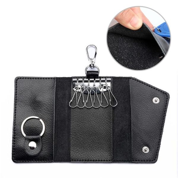 Multifunctional Litchi Texture Leather Keychain Bag Car Key Bag (Watermelon Red) - Image 5
