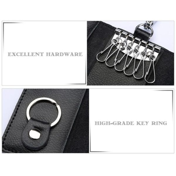 Multifunctional Litchi Texture Leather Keychain Bag Car Key Bag (Watermelon Red) - Image 6