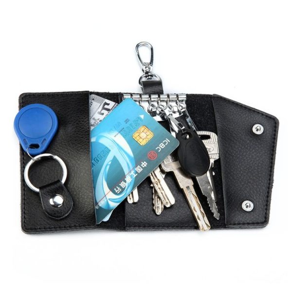 Multifunctional Litchi Texture Leather Keychain Bag Car Key Bag (Watermelon Red) - Image 8