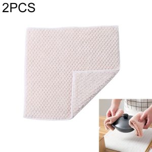 2 PCS Non-stick Oil Dish Wash Cloth Coral Velvet Towel Kitchen Tableware Cleaning Wiping Tools Kitchen Towels for Dishes (Beige)