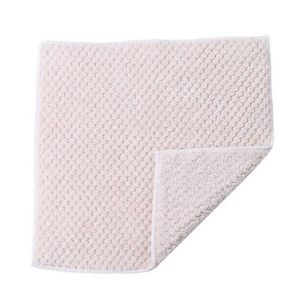 2 PCS Non-stick Oil Dish Wash Cloth Coral Velvet Towel Kitchen Tableware Cleaning Wiping Tools Kitchen Towels for Dishes (Beige) - Image 2