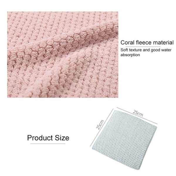 2 PCS Non-stick Oil Dish Wash Cloth Coral Velvet Towel Kitchen Tableware Cleaning Wiping Tools Kitchen Towels for Dishes (Beige) - Image 3