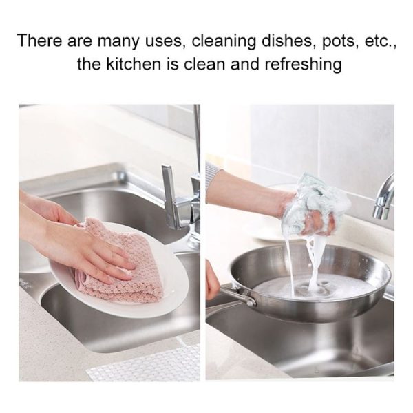 2 PCS Non-stick Oil Dish Wash Cloth Coral Velvet Towel Kitchen Tableware Cleaning Wiping Tools Kitchen Towels for Dishes (Beige) - Image 4
