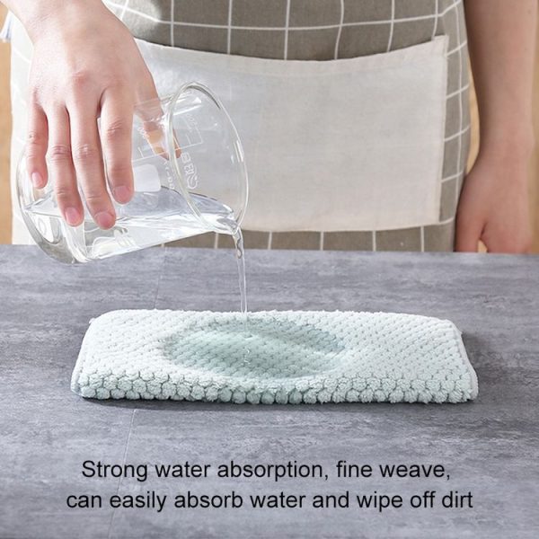 2 PCS Non-stick Oil Dish Wash Cloth Coral Velvet Towel Kitchen Tableware Cleaning Wiping Tools Kitchen Towels for Dishes (Beige) - Image 5