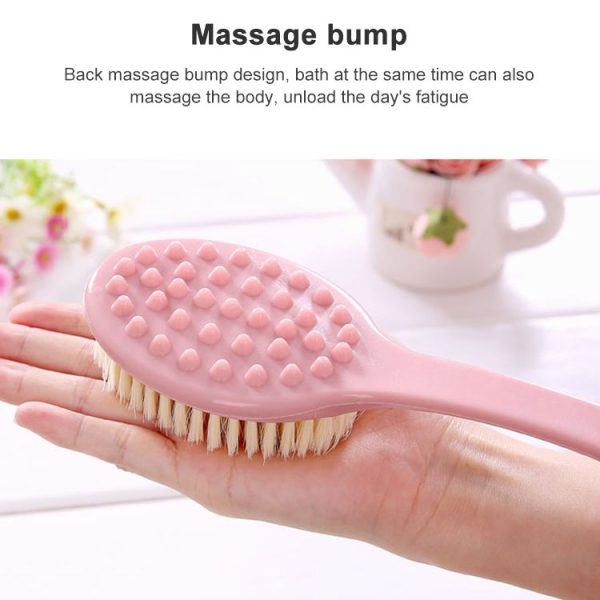 Long Handle Bath Brush Soft Hair Bath Brush with Massage Back Brush (Blue) - Image 3