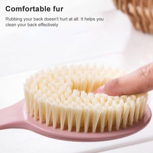 Long Handle Bath Brush Soft Hair Bath Brush with Massage Back Brush (Blue) - Image 4