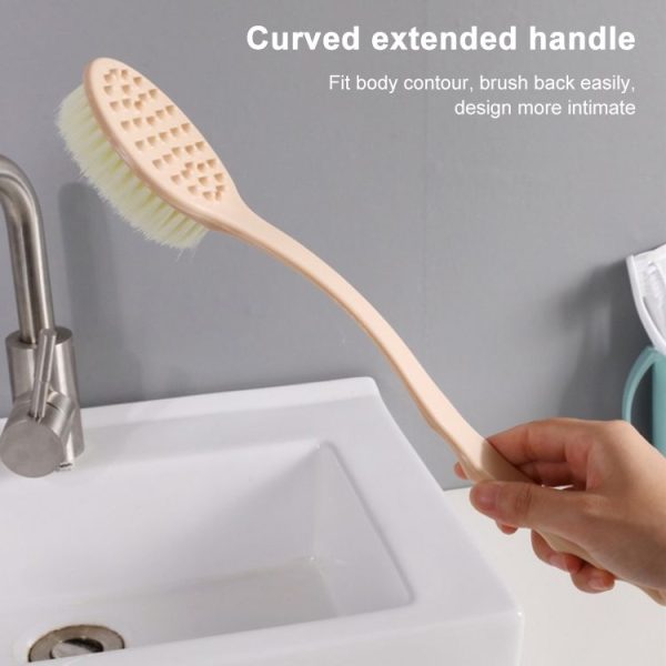 Long Handle Bath Brush Soft Hair Bath Brush with Massage Back Brush (Blue) - Image 6