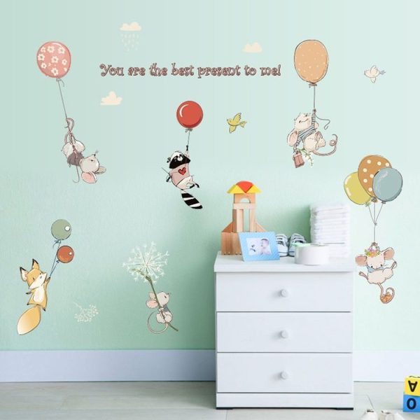 Balloon MouseStickers Cartoon Children Bedroom Corridor Kindergarten Layout Decorative Wall Stickers