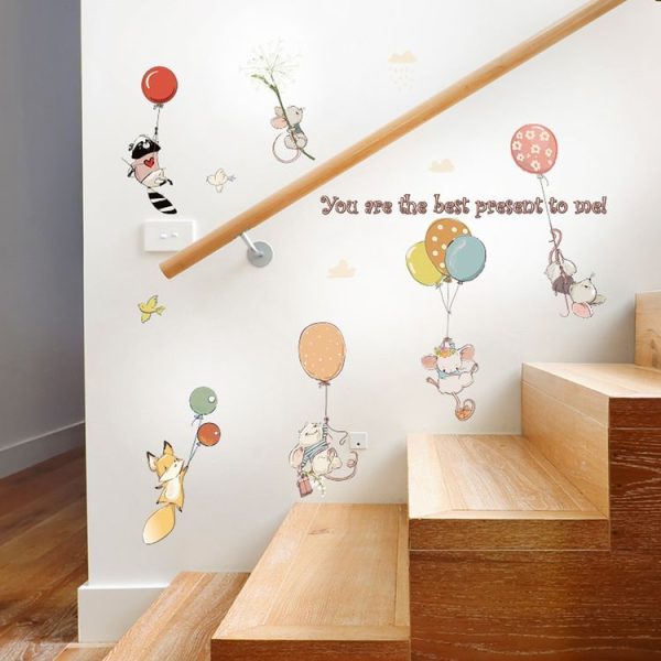 Balloon MouseStickers Cartoon Children Bedroom Corridor Kindergarten Layout Decorative Wall Stickers - Image 2