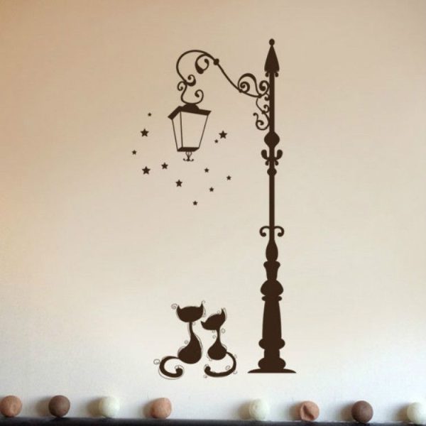 Street Lamp Cat Removed Environmentally Friendly Living Room Bedroom Wall Sticker - Image 3