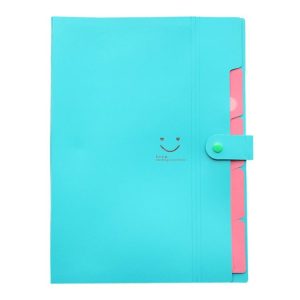 Candy-colored Smiling Face Multi-layer Portfolio Pouch Plastic Information Book File Folder (Royal Blue)