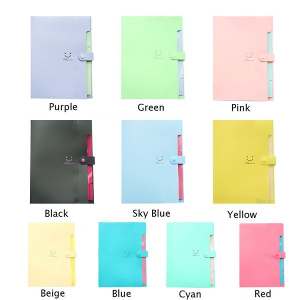 Candy-colored Smiling Face Multi-layer Portfolio Pouch Plastic Information Book File Folder (Royal Blue) - Image 4