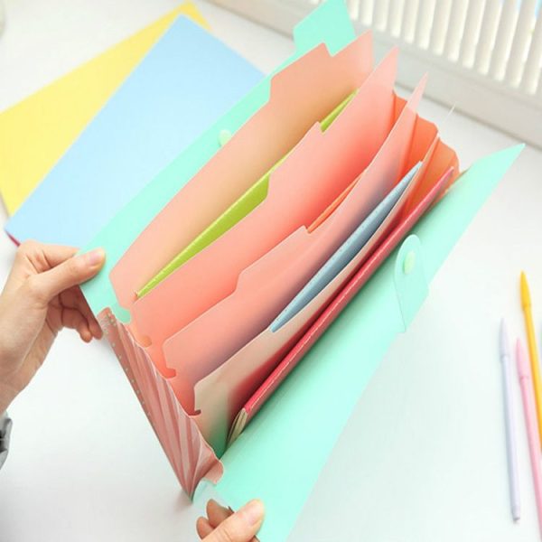Candy-colored Smiling Face Multi-layer Portfolio Pouch Plastic Information Book File Folder (Royal Blue) - Image 5