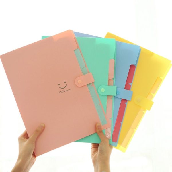 Candy-colored Smiling Face Multi-layer Portfolio Pouch Plastic Information Book File Folder (Royal Blue) - Image 6