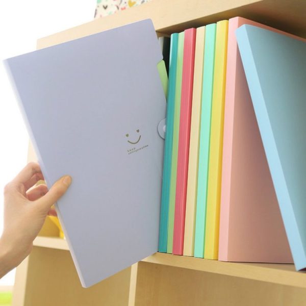 Candy-colored Smiling Face Multi-layer Portfolio Pouch Plastic Information Book File Folder (Royal Blue) - Image 7