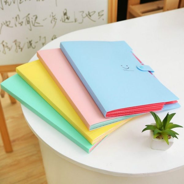 Candy-colored Smiling Face Multi-layer Portfolio Pouch Plastic Information Book File Folder (Royal Blue) - Image 8