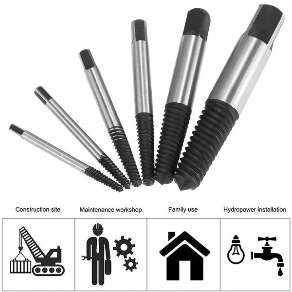 Broken Wire Broken Nail Screw Extractor, Specification: 6-piece Set - Image 4