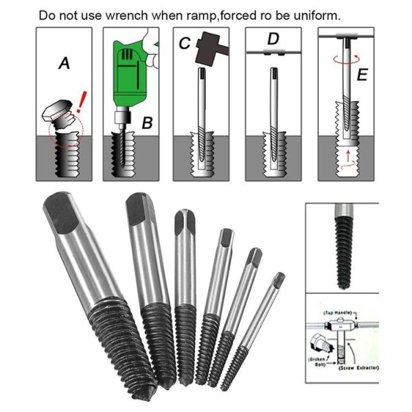 Broken Wire Broken Nail Screw Extractor, Specification: 6-piece Set - Image 5